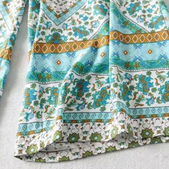 Boho Floral Gypsy Crop Top & Wide Leg Pant Set - Picture 7 of 10